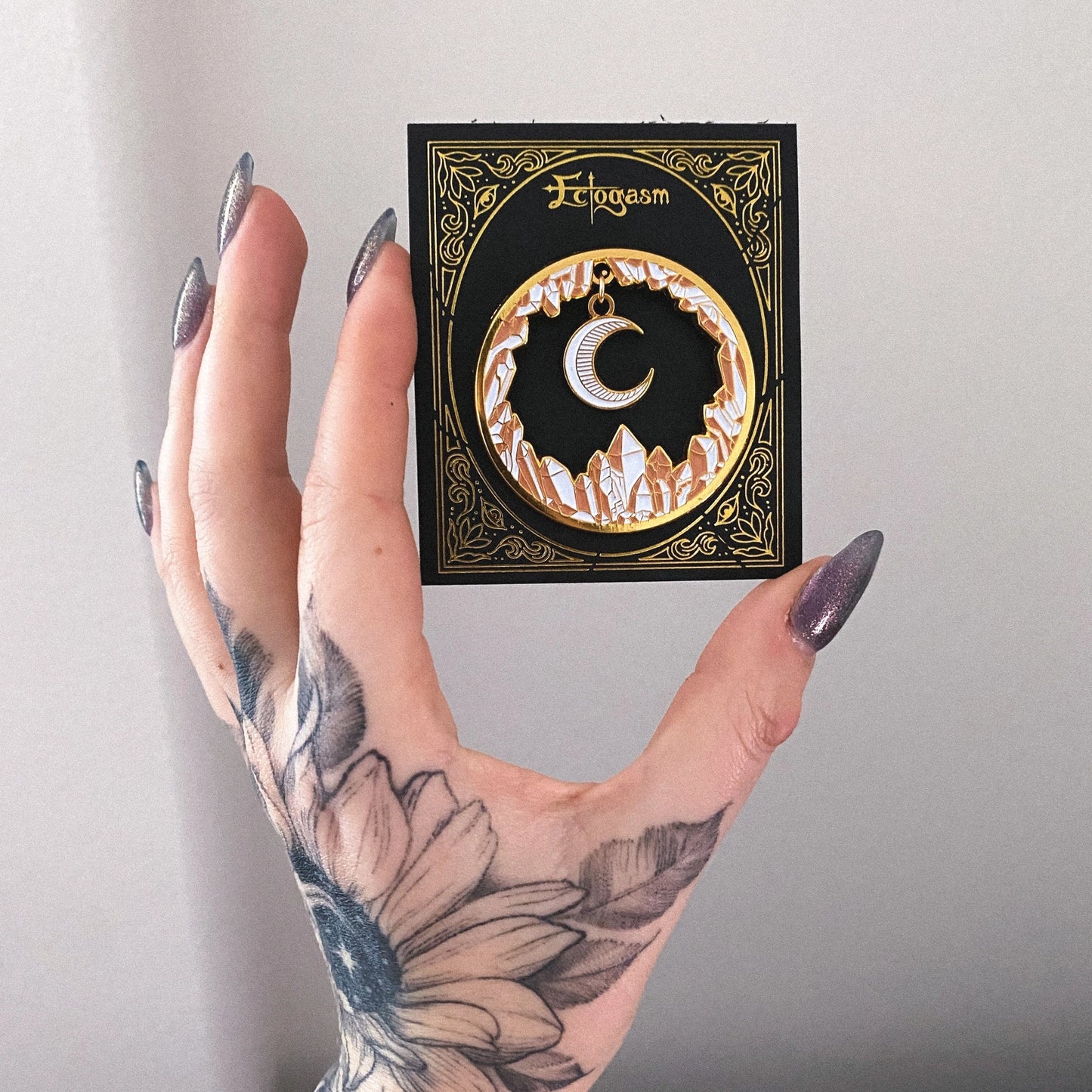 Crystal Moon Charm Enamel Pin