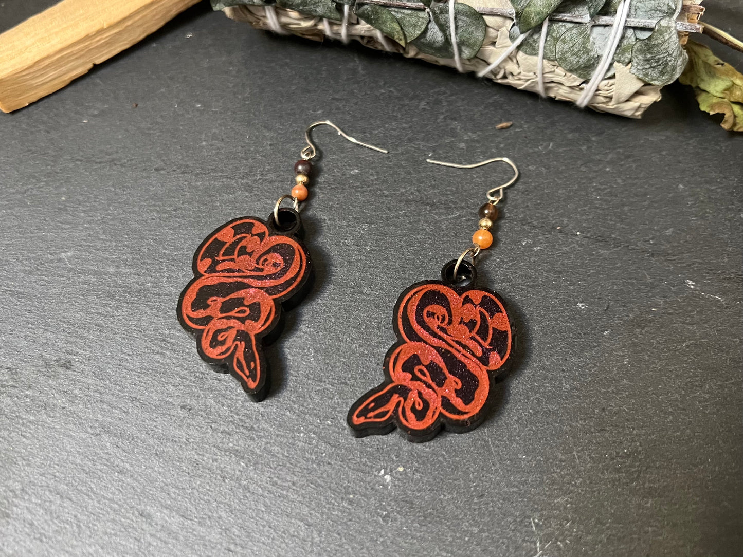 Earthtone Snake Drop Earrings