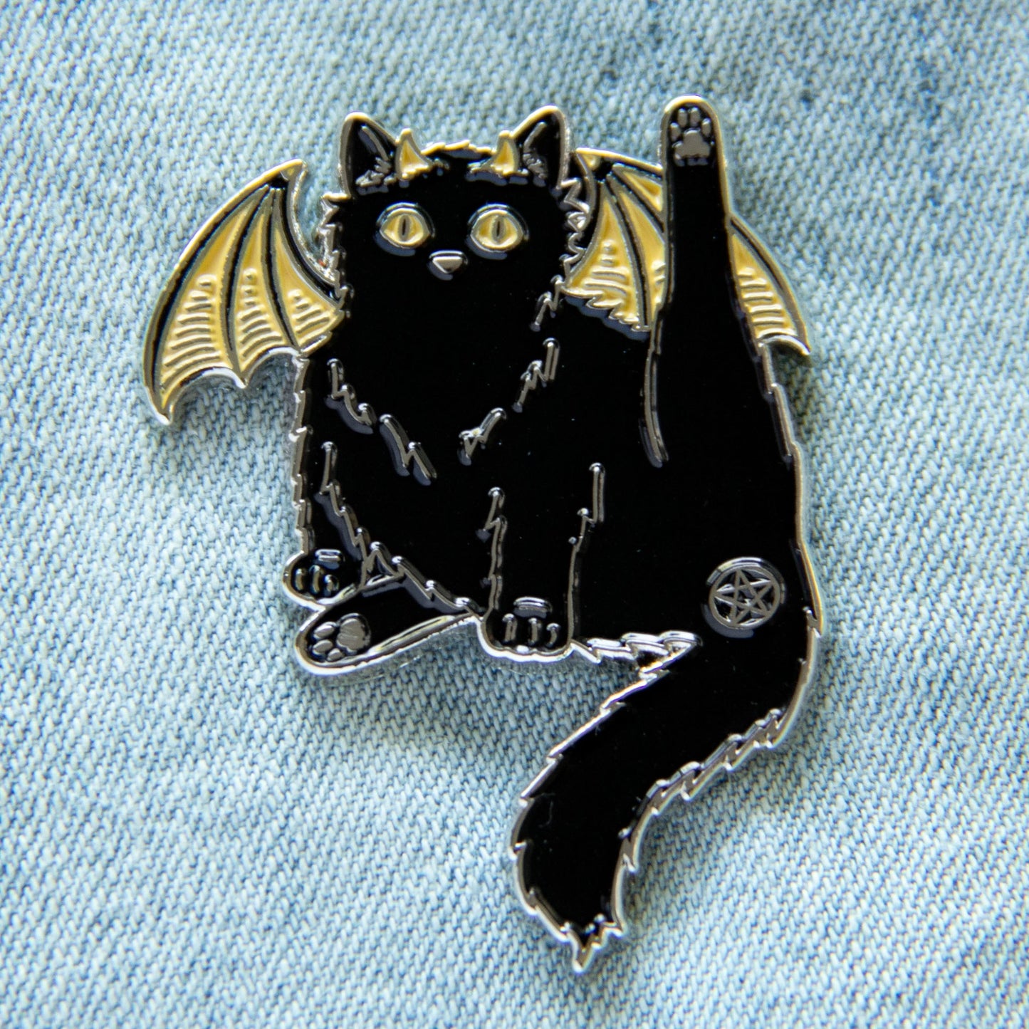 Black Cat Pentacle Butt Enamel Pin