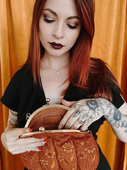 Embroidered Velvet Pumpkin Purse