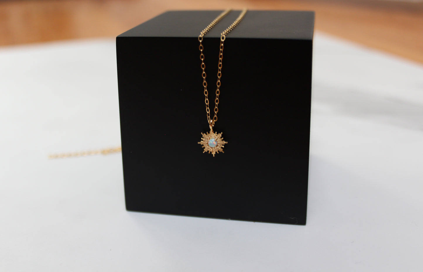 Opal Starburst Necklace in Gold