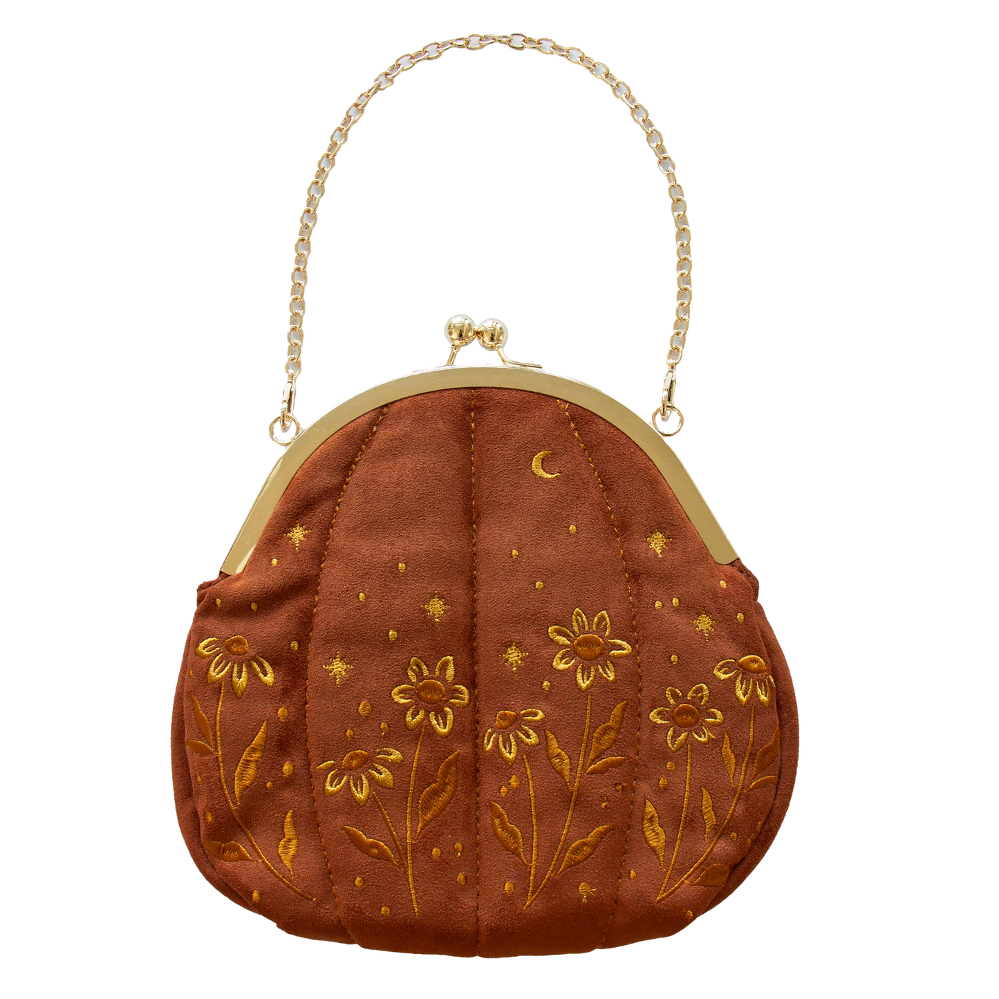 Embroidered Velvet Pumpkin Purse