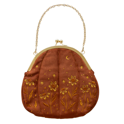 Embroidered Velvet Pumpkin Purse