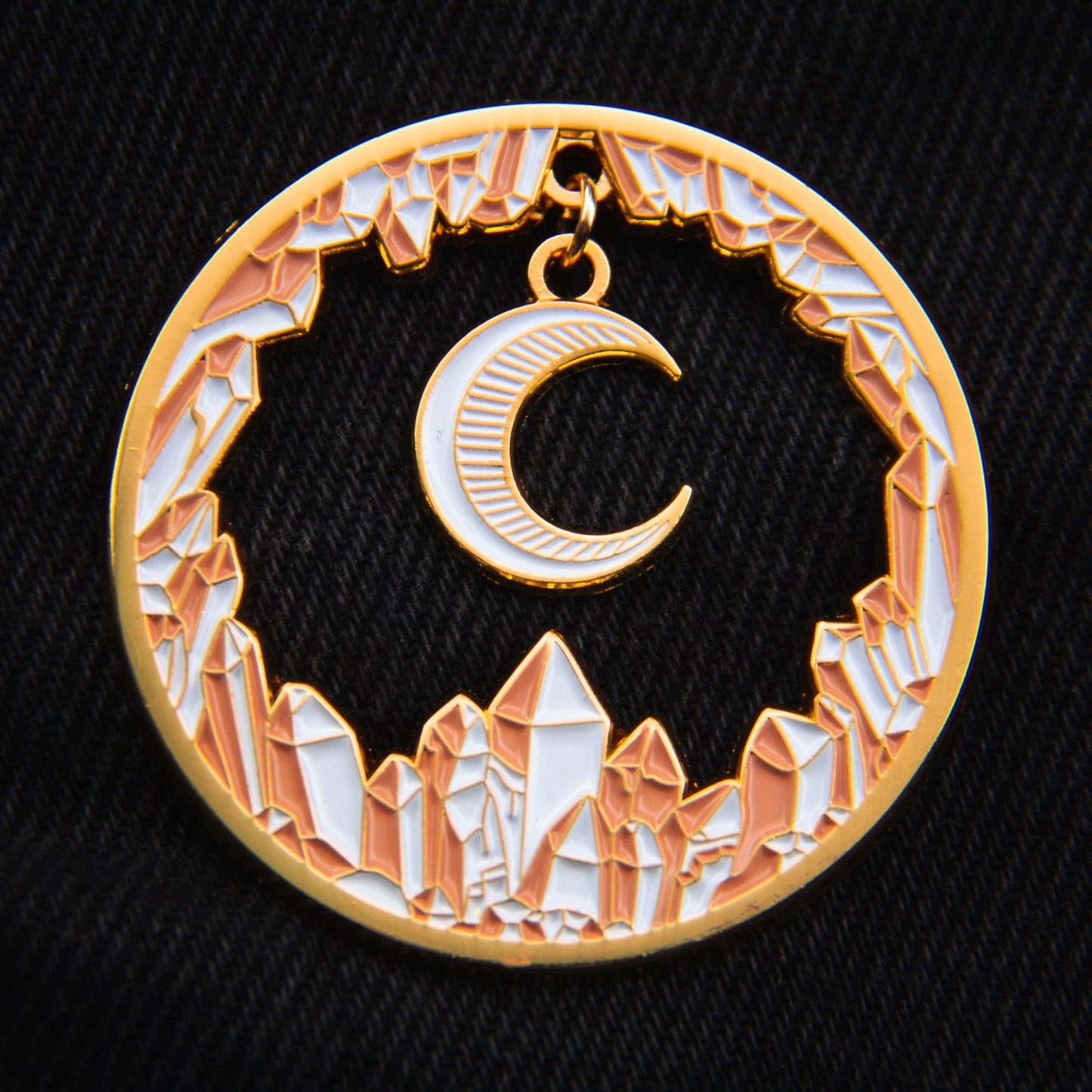 Crystal Moon Charm Enamel Pin