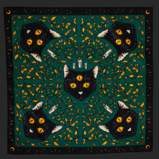 Witchy Black Cat Altar Cloth