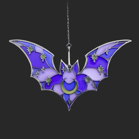 Purple Stained Glass Bat Sun-catcher Ornament