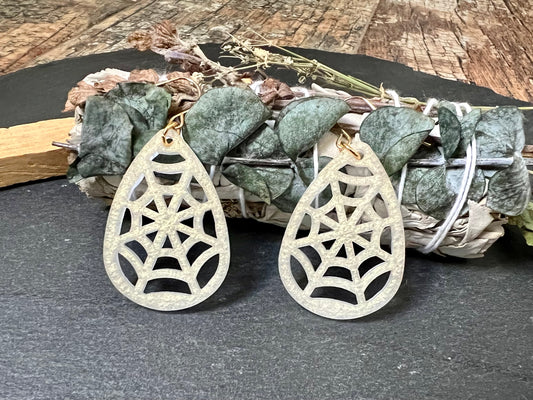 Spiderweb Drop Earrings in Ghost Gold