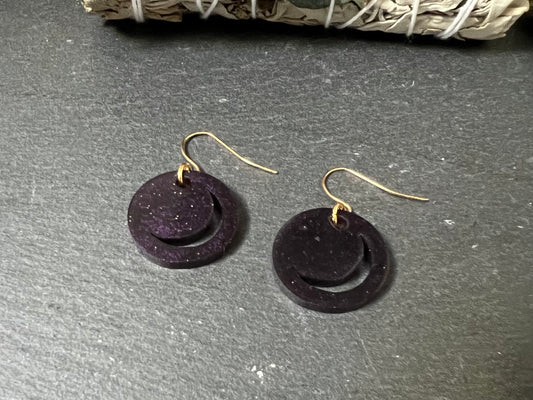 Crescent Moon Drop Earrings in Sparkly Purple