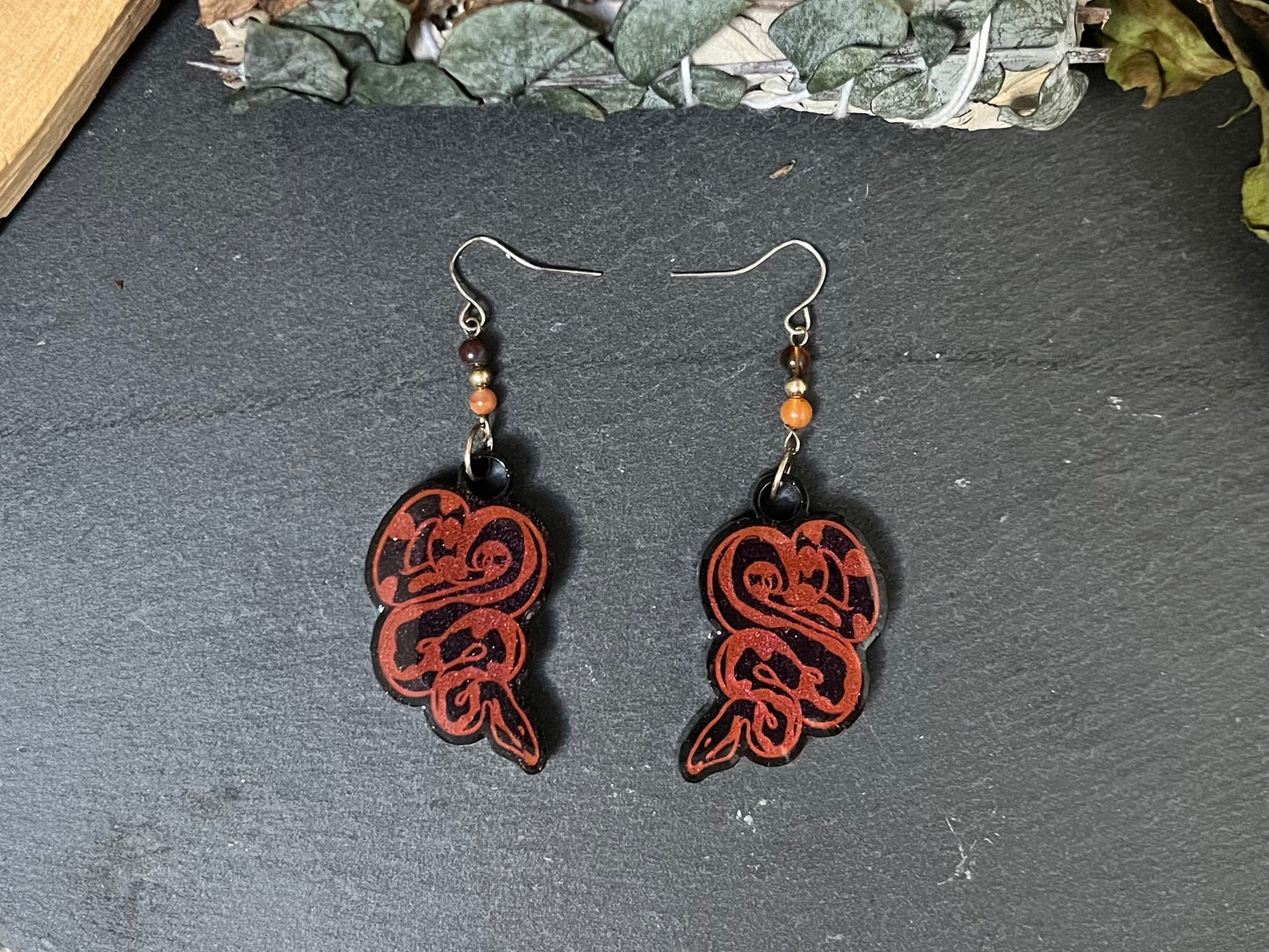 Earthtone Snake Drop Earrings