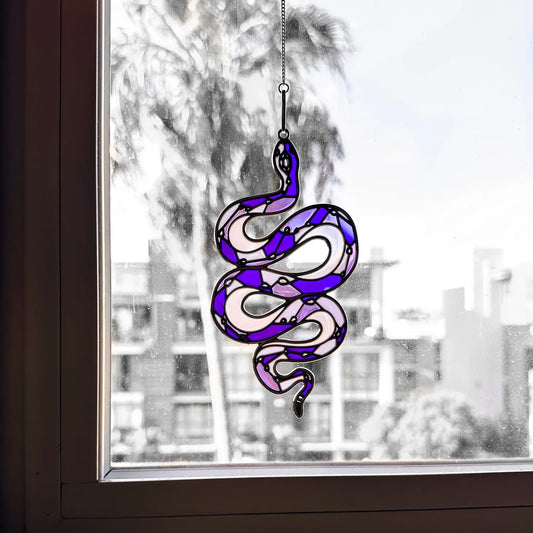 Purple Stained Glass Snake Sun-catcher Ornament