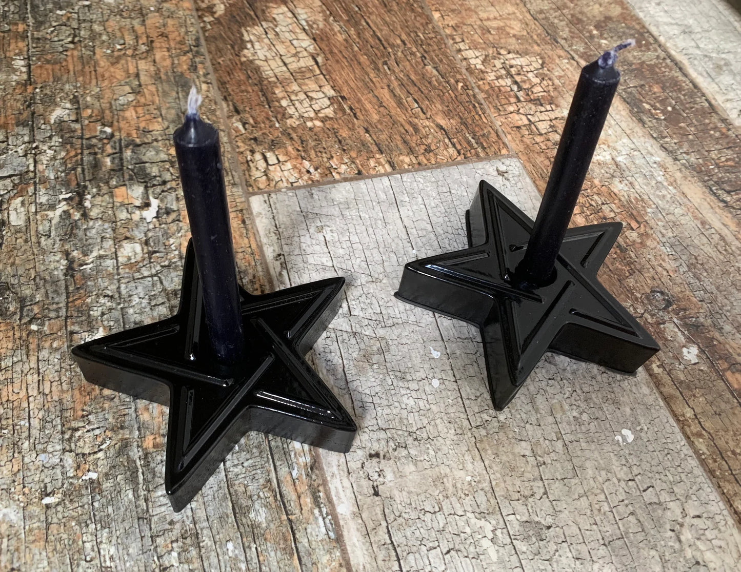 Pentagram Shaped Chime Candle Holders - Black