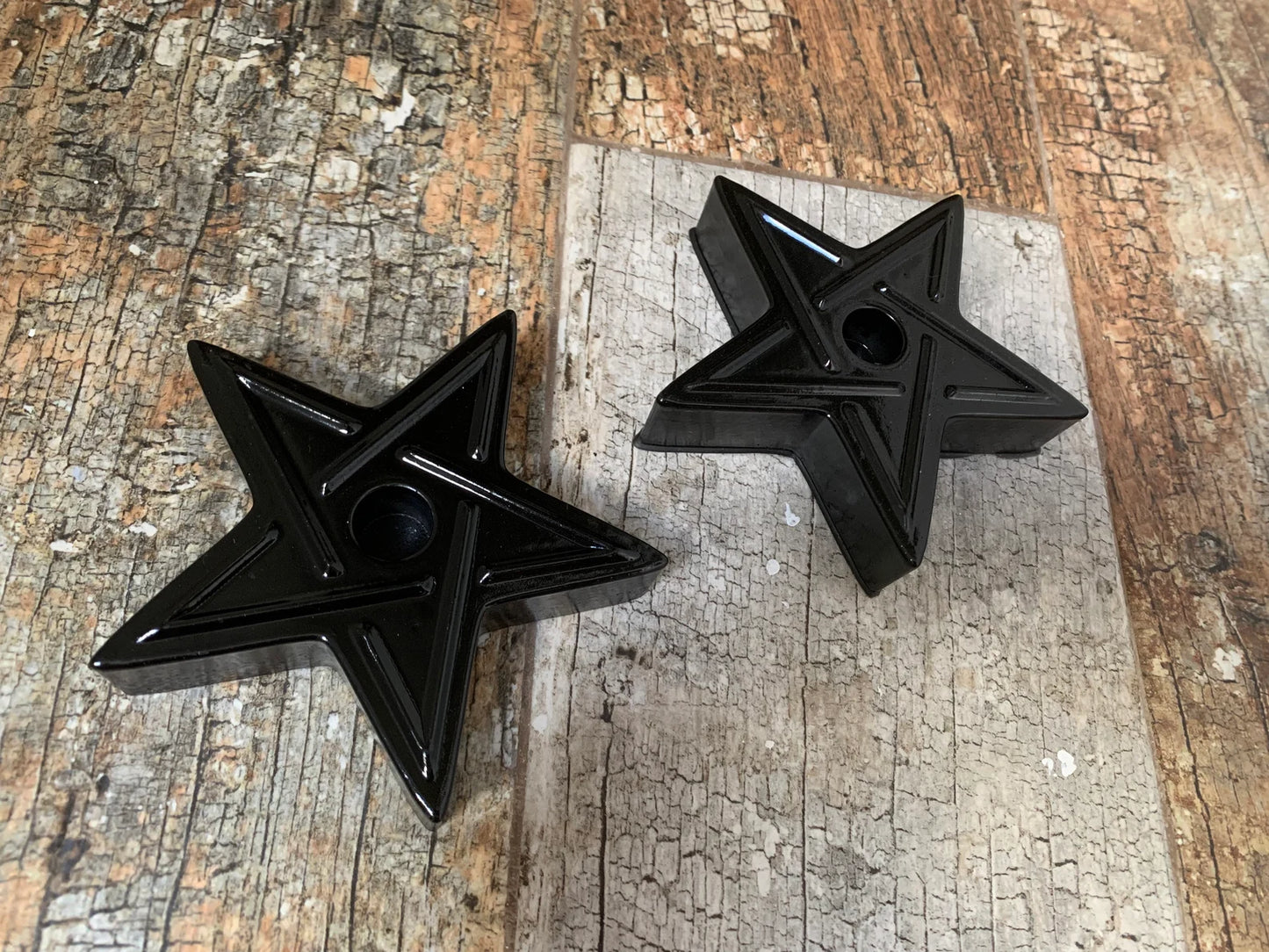 Pentagram Shaped Chime Candle Holders - Black